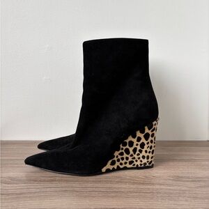 Giuseppe Zanotti Boots Wedge Leopard Kristen Suede Leather Sz 8.5 US Authentic❤️